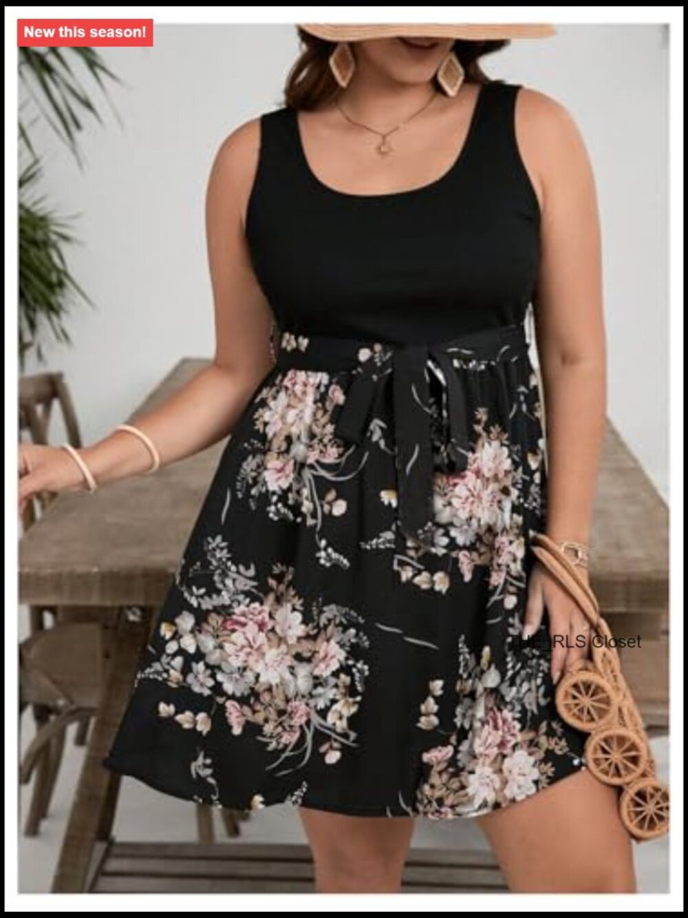 Polyester Floral Tank Dress Sleeveless Square Neck A Line Belted - Picture 4 of 5